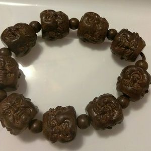 Wooden Handmade Large Buddha head Bracelet